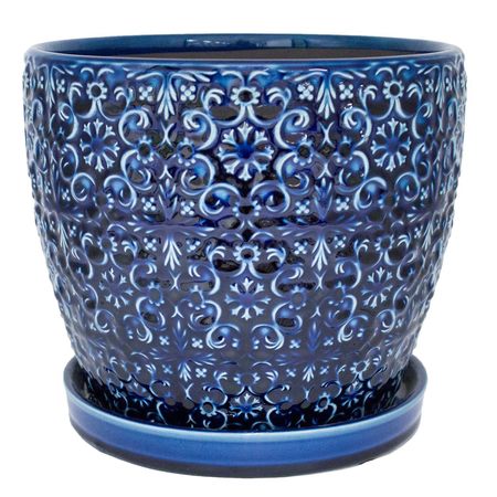 TRENDSPOT Mediterranean 12 in. D Ceramic Planter Blue CR11403S-120A